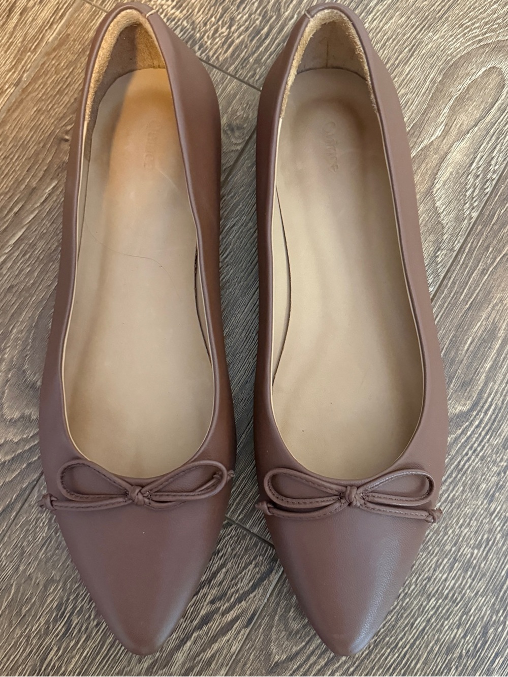 Quince Italian Leather Pointed Bow Flat